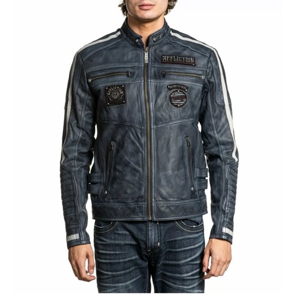 AFFLICTION Men's Jacket VELOCITY LEATHER JACKET - Picture 4 of 12